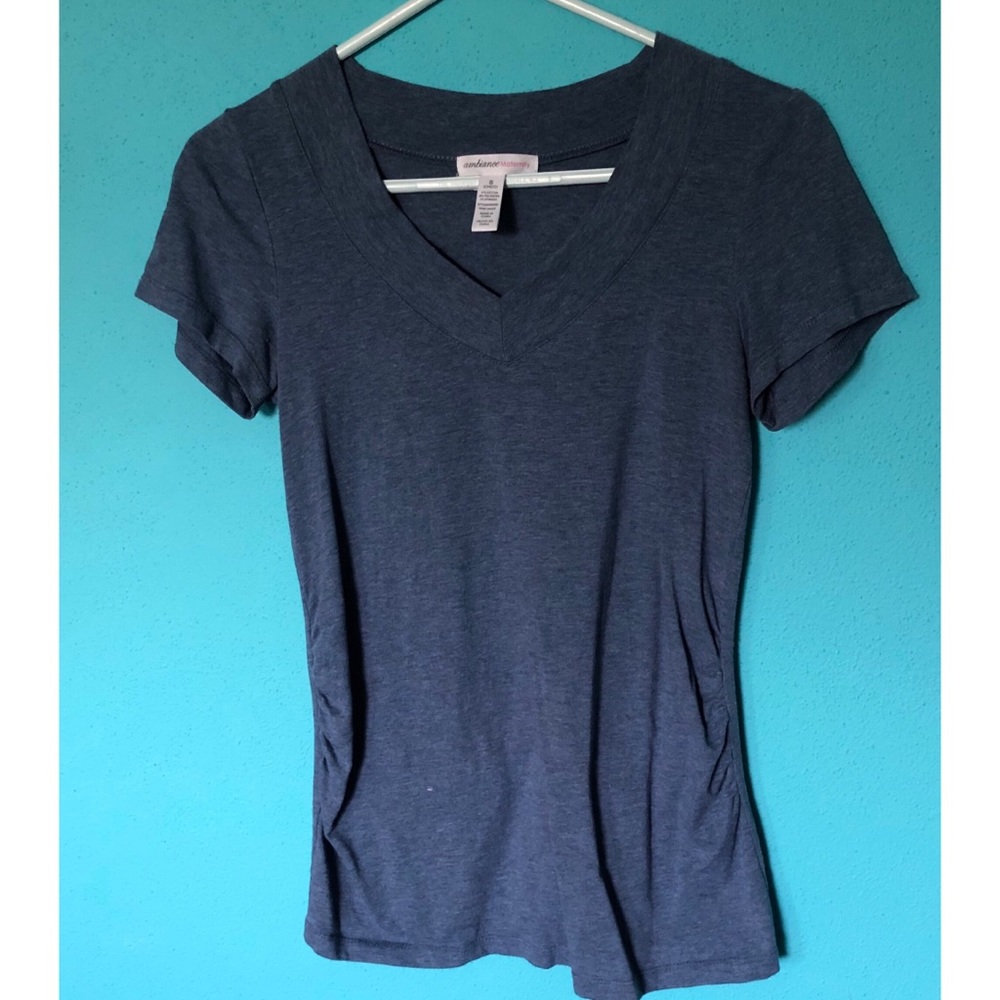 Blue V-neck Maternity Top